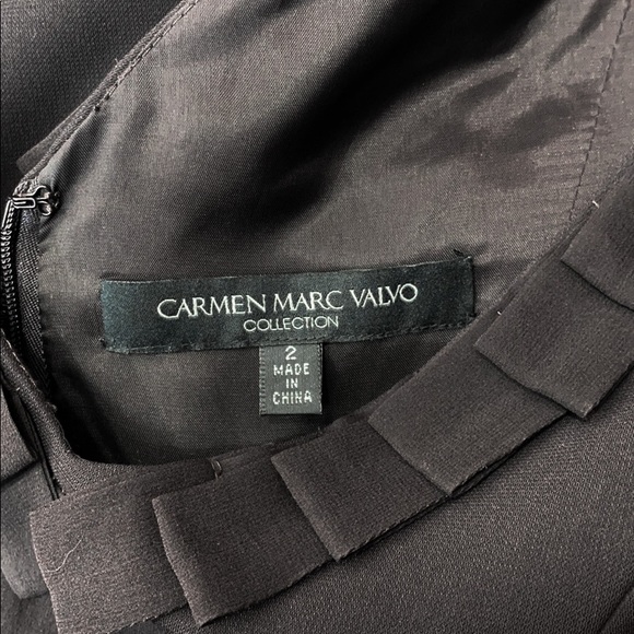 CARMEN MARC VALVO Chocolate Sheath Dress w/ Pleats - Picture 4 of 5